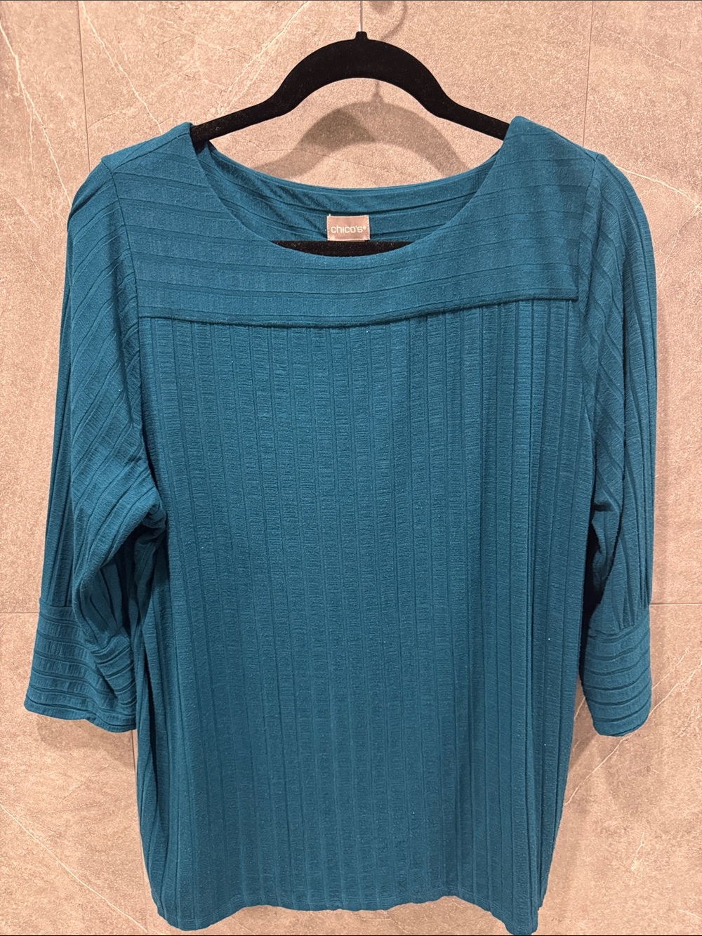 Chico's Teal Ribbed Boatneck Tunic